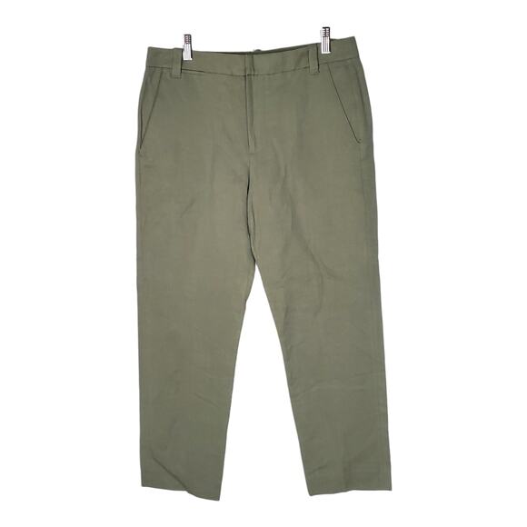 Vince Coin Pocket Cropped Straight Leg Trousers Sage Green Linen Blend Size 6 - Picture 2 of 9